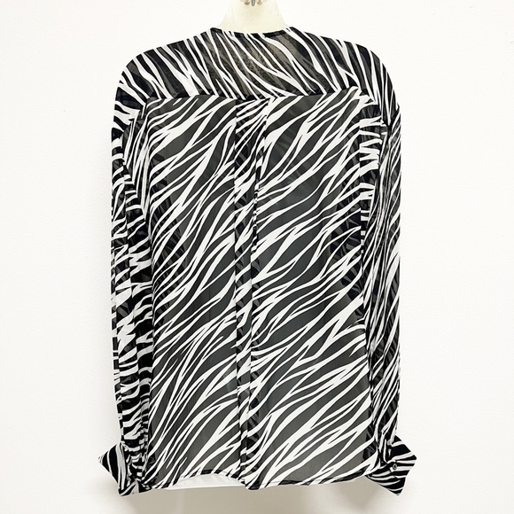 Anine Bing Womens Silk Chiffon Zebra Print Long Sleeve Button Arrow Shirt Sz S - Picture 5 of 8